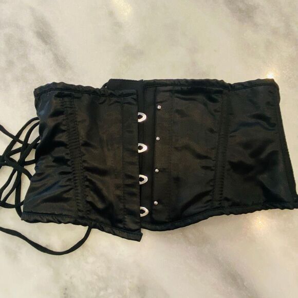 Lavish By Daisy Corsets Lace-up Underbust Satin Mini Cincher Corset Black Small - Picture 2 of 5